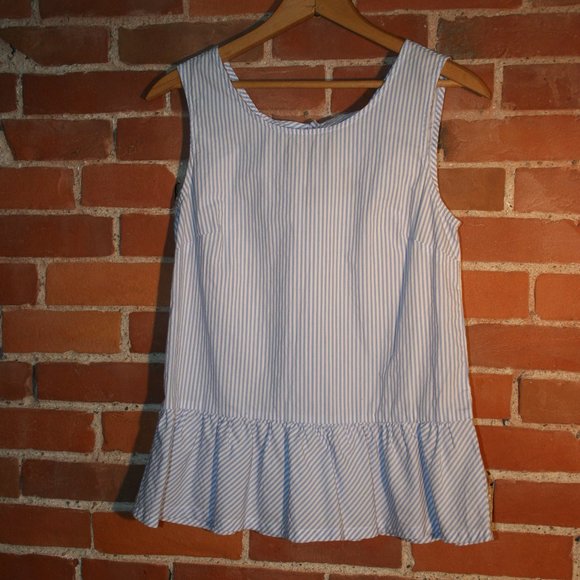 J.Crew Striped Double Bow Back Peplum Tank Blouse - Picture 4 of 8